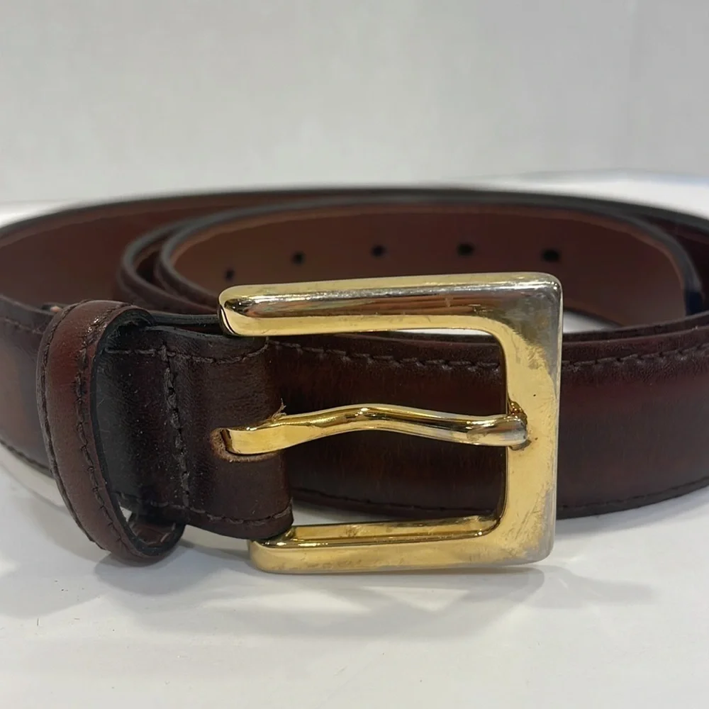 Brown leather & bonded leather 1 1/2” belt men’s size 44